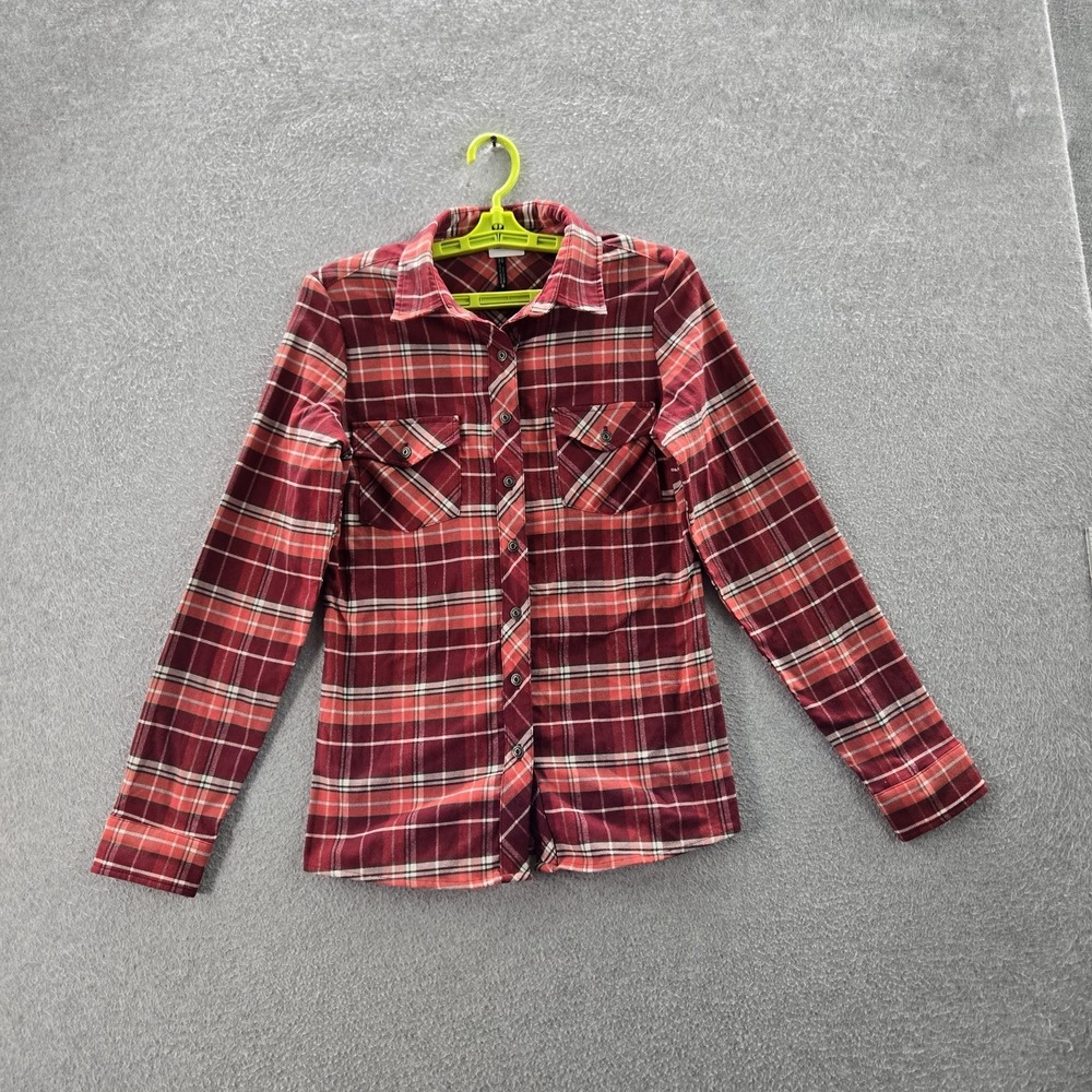 Kuhl Women Button Up Shirt S Red Plaid Alina Flannel Western Collared Front